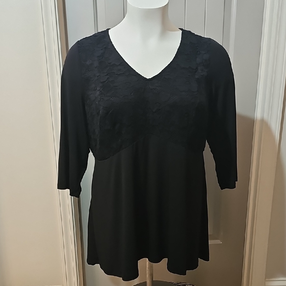 Torrid Elegant Black V-Neck Blouse